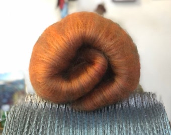 HARVEST Fiber Batt, Merino Wool, Corriedale Wool, Mystery Wool, Spinning, Felting, Fiber Arts, Orange