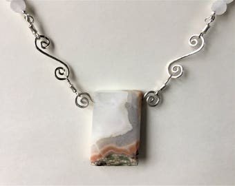 Lace Agate and sterling silver necklace
