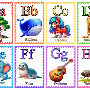 Explora el Abecedario: 27 Tarjetas Educativas para Aprender Jugando + REGALO(2 hojas para colorear)