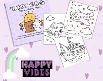 Fahrzeug Malbuch für Kinder: Das Abenteuer erwartet, lustige Transportseiten (Digitaler Download PDF, 3 Seiten)