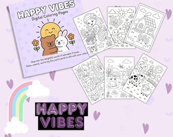 Kinder Malbuch: Lustige Illustrationen - CraftiColor (Digitaler Download PDF, 6 Seiten)