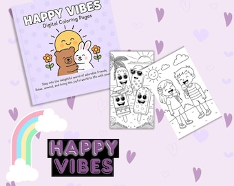 Sommerliches Malbuch: Fun Summer Vibes Designs (Digitaler Download PDF, 2 Seiten)