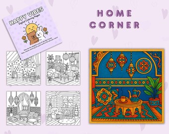 Desert Sunset Coloring Book: 15 Hand-Drawn Pages (Digital Download PDF)