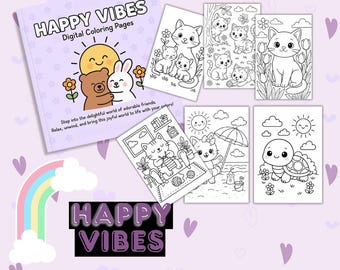 Werde Kreativ mit Kitty | Lustige Seiten | Niedliche Katzen Designs | Druckbares Malbuch | Digitaler Download PDF | for Kids von CraftiColor | 6 Seiten