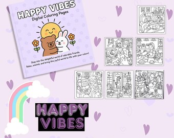 Katzen Malbuch: Lustige Kätzchen Designs für Kinder (Digitaler Download PDF, 6 Seiten)