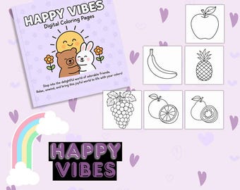 Juicy Fruits Malbuch: Lustige Seiten zum Ausdrucken für Kinder (PDF-Download, 6 Seiten)