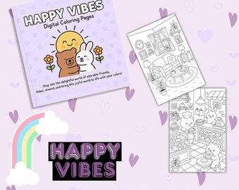 Niedliches Tier | Ausmalbilder |Ausmalbilder Tiere |Ausmalbilder zum Ausdrucken| Digitaler Download PDF |für Kinder und Erwachsene von CraftiColor| 2Seiten