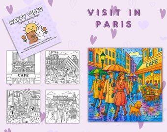 Paris Malbuch für Kinder: 20 Seiten Reiseaktivität (Digitaler Download PDF)