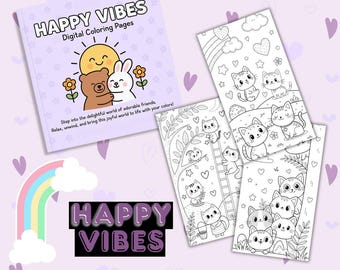 Kitty Malbuch: 3 ausdruckbare Katzenseiten (PDF Download)