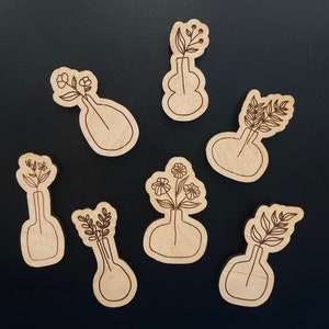Plants and Flowers in Vases Magnets 7 Pack  | Refrigerator Magnets | Decor | Gift