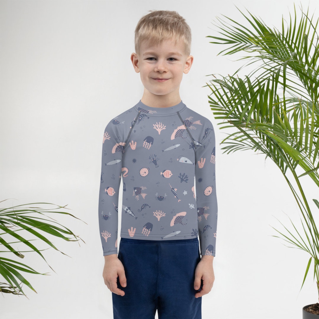 Fish Pattern Rash Guard Kids UPF 50+ Rash Guard: Ocean Fish Print - Etsy