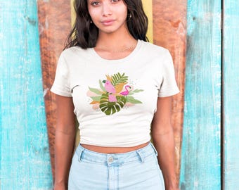 Tropical Flamingo T-Shirt: Unisex Garment-Dyed US Cotton Tee