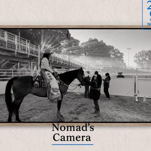 St. Paul Rodeo Photograph, Cowgirl and Horse Black and White Western Print, Rodeo Arena Wall Art | Printable Landscape Photo, Horizontal 86