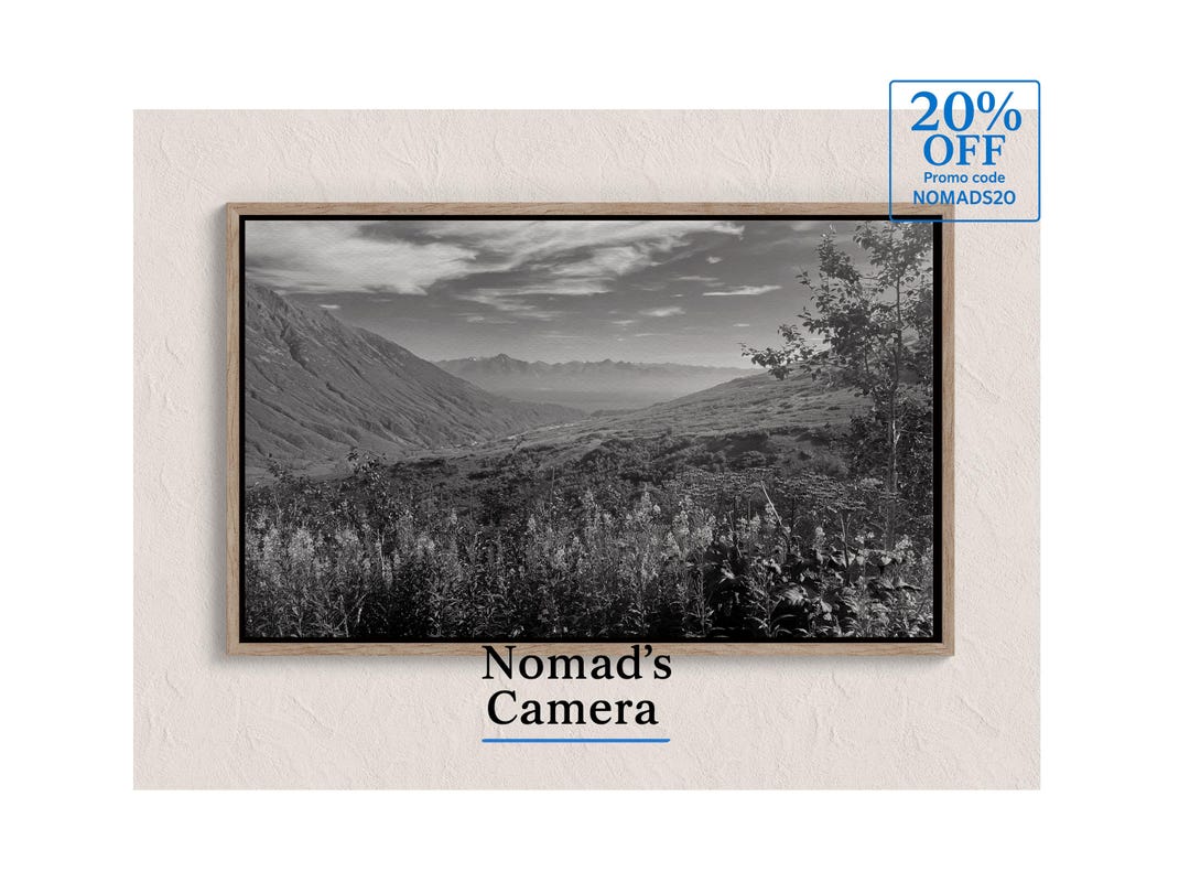 Black and White Mountain Valley Print: Rustic Alpine Landscape (digital ...