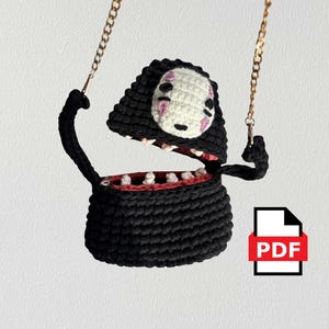 PDF DIGITALT VIRKMÖNSTER | Spökmaskväska | Virkad väska | Nivå: Avancerad | Steg-för-steg-fotoguide | Engelska