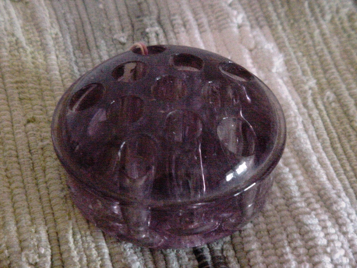 Flower Frog Purple Glass Etsy