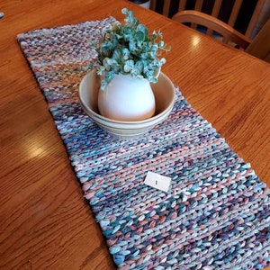 Handmade Woven Rag Table Runner Twining Farmhouse Country Primitive Cabin Gift