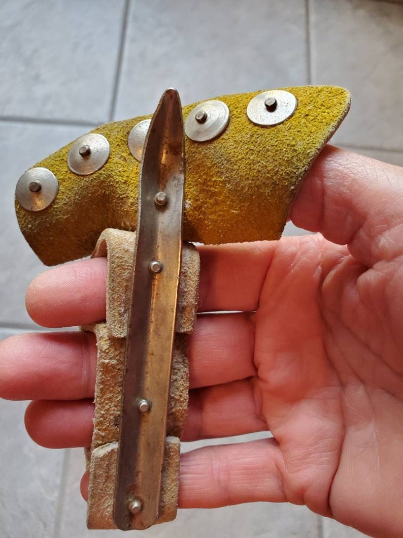 Vintage Corn Husking Peg Leather Metal Hand Tool Farmhouse Etsy