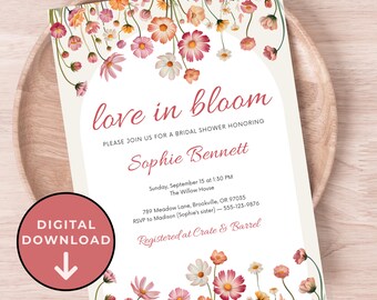 Wildflower Bridal Shower Invitation Template: Love in Bloom (Digital Download)