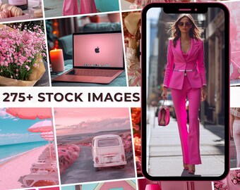 Faceless Reels Instagram Stock Images Digital Marketing Shades of Pink Aesthetic Photos, 280 Bundle