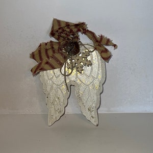 Angel wings, Christmas ornaments, farmhouse decor, Christmas tree, tiered tray, teacher gift, inspirational decor, angel decor, white wings