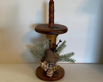 Vintage textile industrial bobbin, Gingerbread Christmas, repurposed bobbin