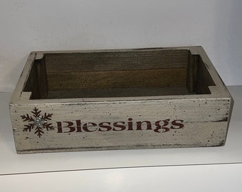 Blessings wooden Box, inspirational tote, fabric laundry sheets