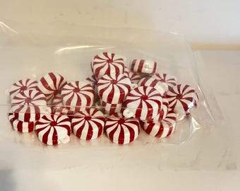 Craft supply, Faux peppermint candy, Round with hook for ornaments