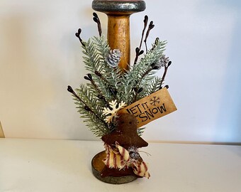 vintage industrial textile bobbin, Christmas bobbin, gingerbread collector