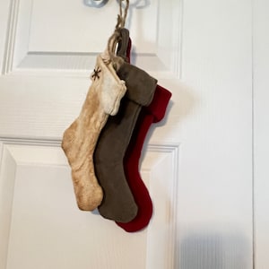 Christmas stockings, set of 3 stockings, primitive stockings, grungy stockings, Christmas decor, primitive decor, naughty or nice, fireplace