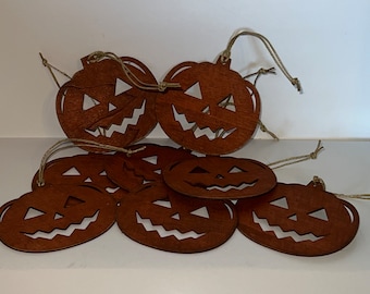 Halloween ornaments, jack o lanterns, set of 8, halloween tree, primitive ornaments, halloween decor, fall ornaments,