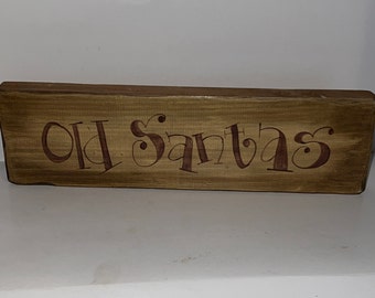 Santa sign, wooden sign, Christmas sign, Christmas decor, tiered tray, wall art, table art, primitive sign, country Christmas, Old Santa