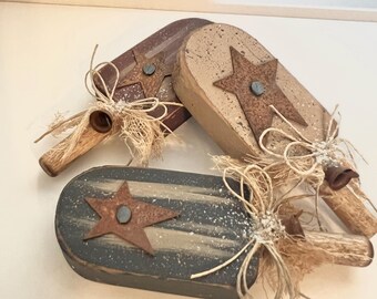 Americana popsicles, bowl fillers, Memorial Day, July 4th, Labor Day, primitive Americana, set of 3, tiered tray, Veterans Day, Flag Day