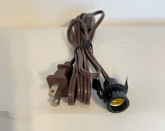 Craft supply, Light cord, pinch plug light cord, brown cord, on off switch, nightlight cord, 6 foot cord, lighting supply