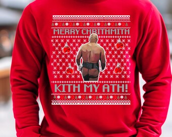 Mike tyson Christmas sweater, Funny kith my ath top, X-mas humor sweater, Silly holiday, Fun loose fit crew neck, Christmas graphic, Gift