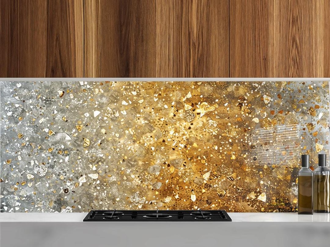 Tempered Glass Backsplash-gold Backsplash Tiles-gold Metal Backsplash ...