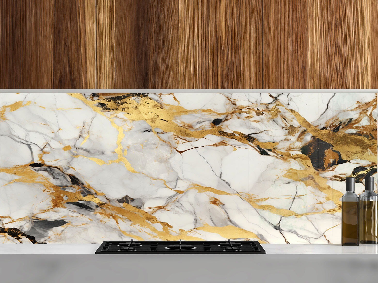 Tempered Glass Backsplash-Gold Backsplash Tiles-Gold Metal Backsplash-Golden Splashback Stove Back Cover-Backsplash Behind Stove