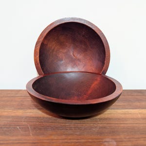 Vintage Wooden Baribocraft Bowls Set of 2 - Made in Montreal, Canada - Solid Maple MCM Salad Bowls 1970&#39;s