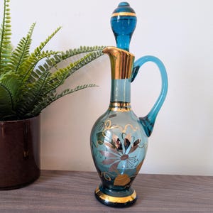 Gold and blue bohemia glass - Etsy 日本