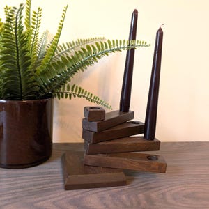 Mid-Century Modern Folding Wood Candle Holder | Scandinavian Style 4-Arm Candelabra