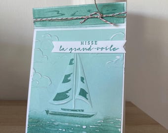 Sailboat on the sea relief map