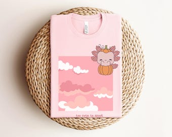 Niedliches Axolotl Shirt Axolotl Liebhaber Geschenk Grafik T-Shirt Geschenk für sie Gruselige Saison Shirt Rosa Halloween Shirt