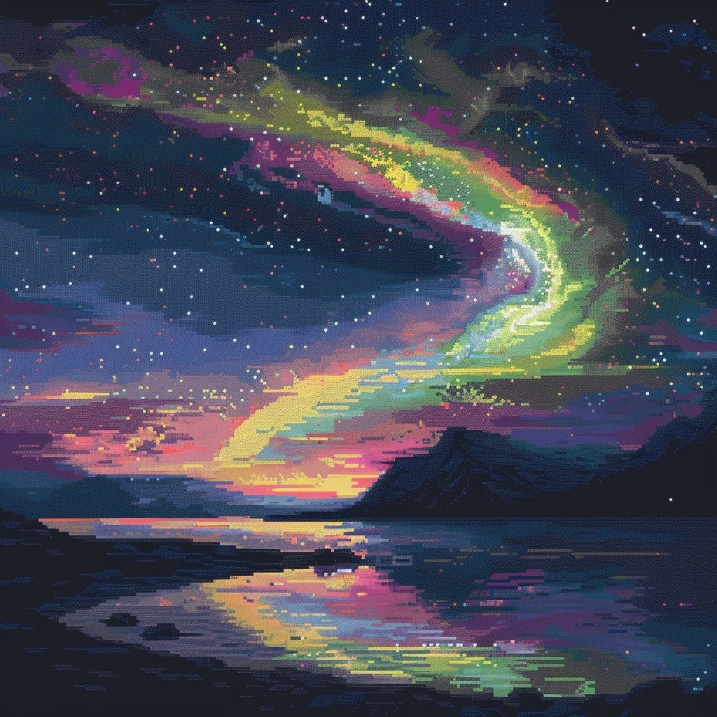 24 Aurora Borealis Pixel Art, Northern Lights Clipart, Digital Download ...