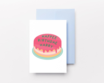Personalised Birthday Card, Birthday Card Wizard, Magic Wizardry, Digital Birthday Card, Have A Magical Birthday, cake Happee Birthdae print