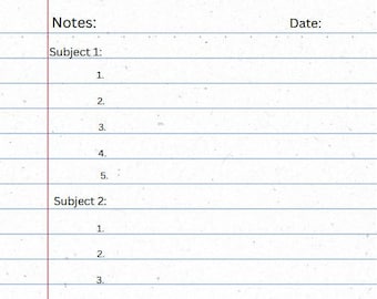 Notes Outline Sheet | High School Notes | College Notes | Notes Template | Middle School Notes Template | Study Notes | How to take Notes |