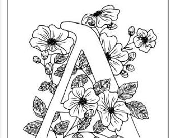 Floral Alphabet Coloring Pages Download | 26 Pages All Printable Letters for Kids