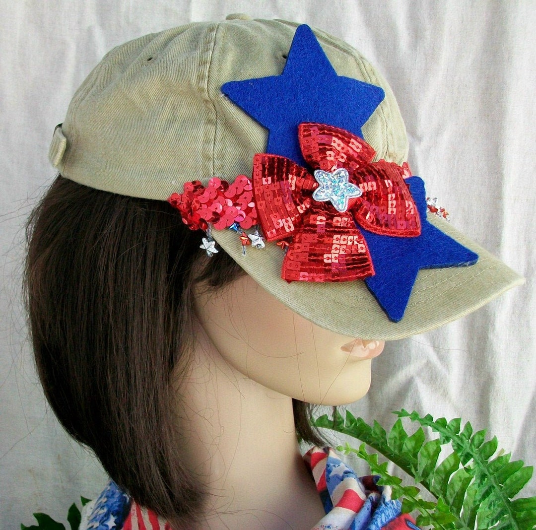 Patriotic 4th of July Baseball Cap Red White and Blue on a - Etsy