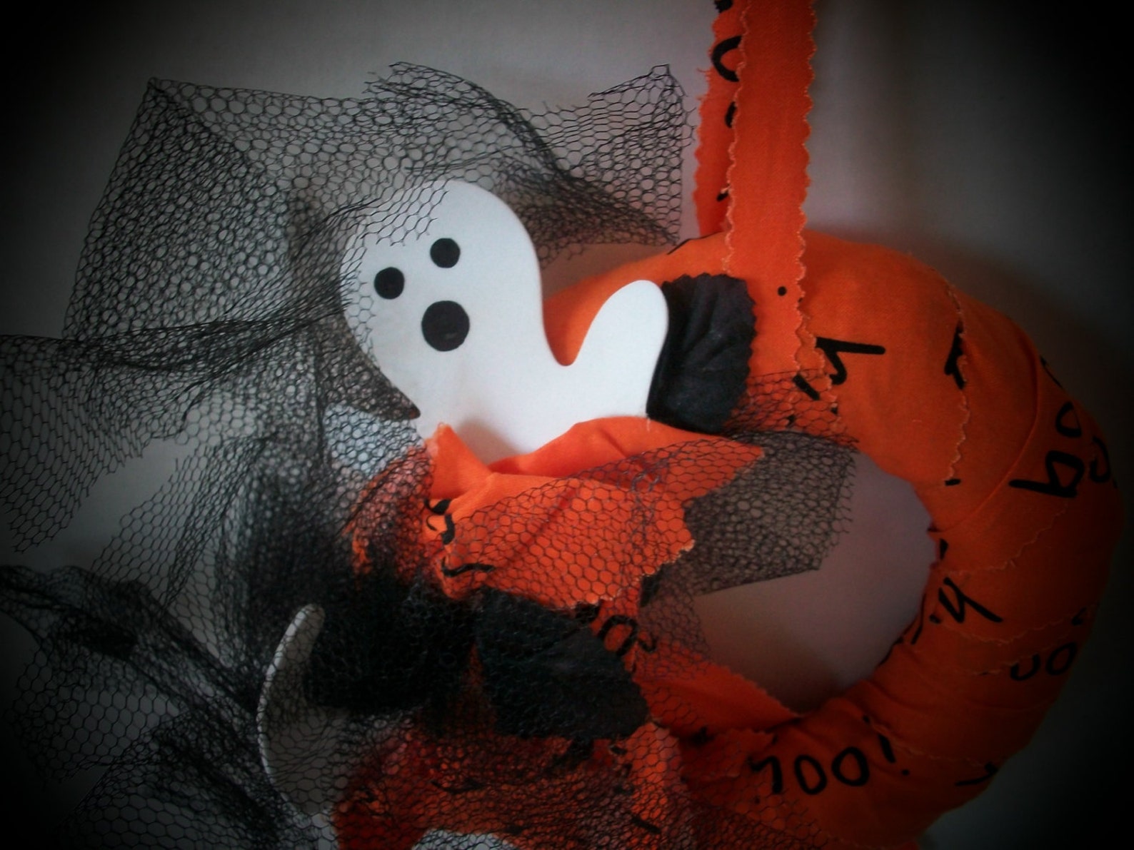 Halloween BOO Wreath Decoration Ghost Boo fabric netting Etsy