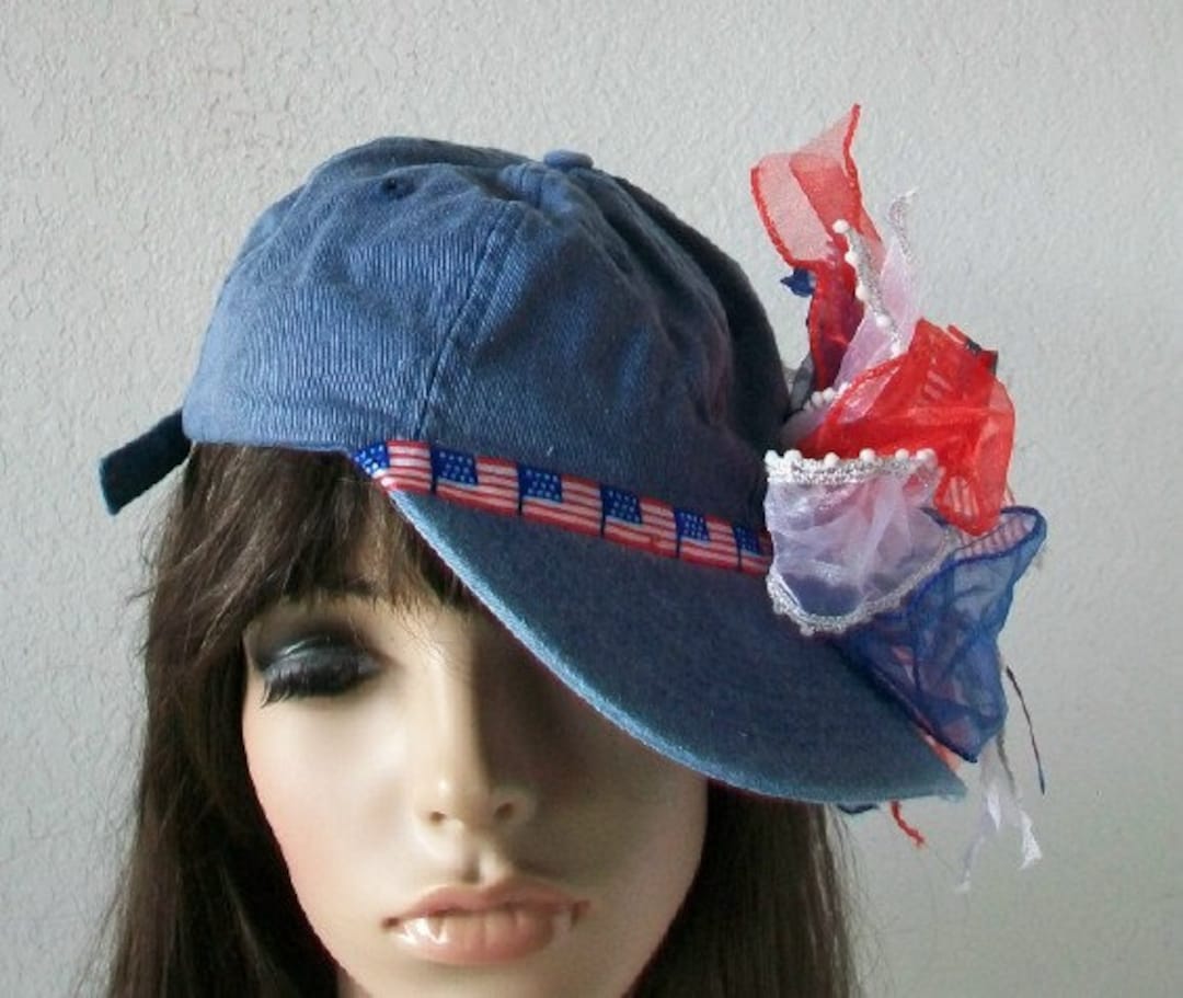 Patriotic 4th of July Baseball Cap Red White and Blue on a - Etsy