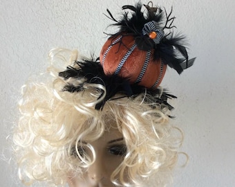 Spider Web Halloween Fascinator Black Glitter Spider Copper  display picture 1